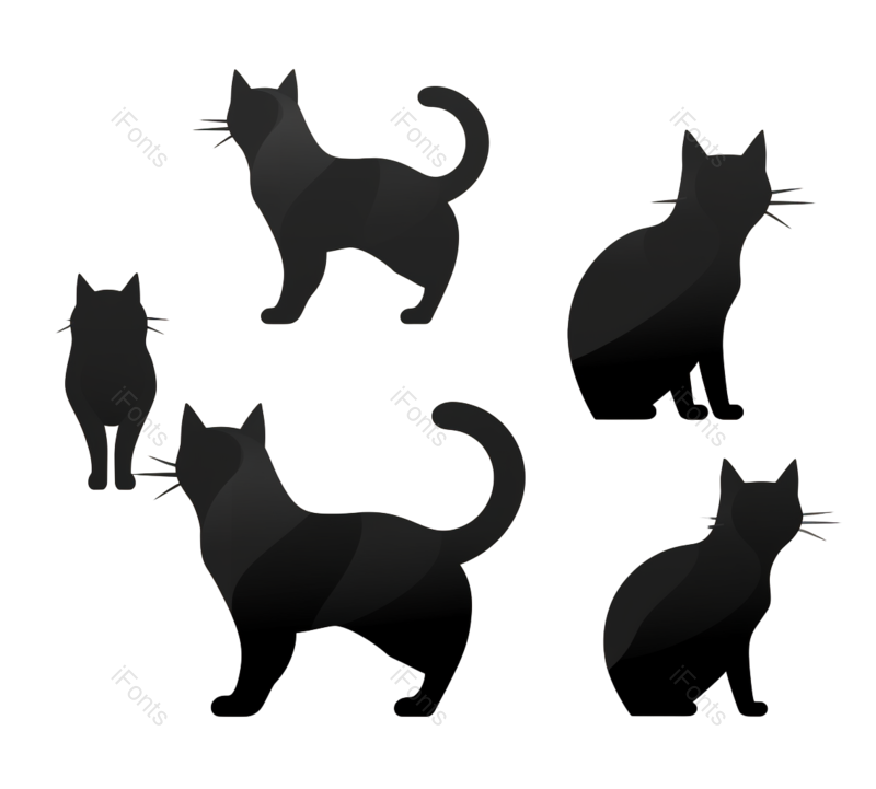 简约图片,平面元素,黑色PNG,猫咪免抠素材